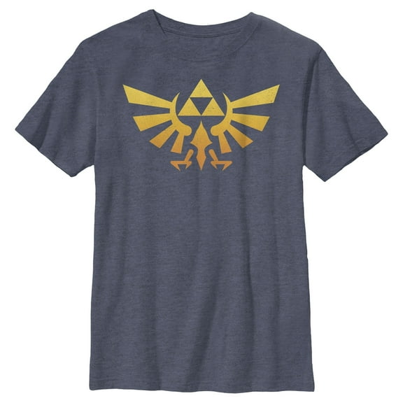 Boy's Nintendo Legend of Zelda Triforce Fade Graphic Tee Navy Blue Heather X Large