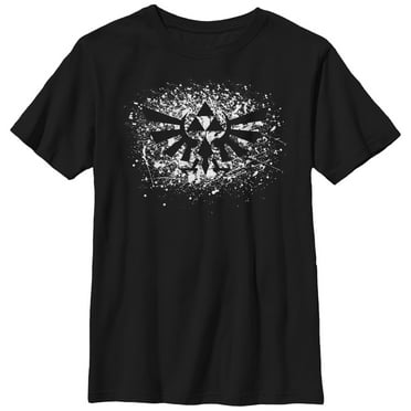 Boy's Nintendo Legend of Zelda Triforce Paint Splatter Print  Graphic Tee Black Small