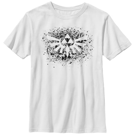 Boy's Nintendo Legend of Zelda Triforce Paint Splatter Print  Graphic Tee White X Large