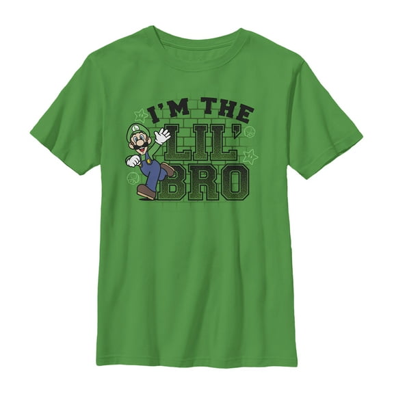 Boy's Nintendo Lil' Bro Luigi  Graphic Tee Kelly Green Large