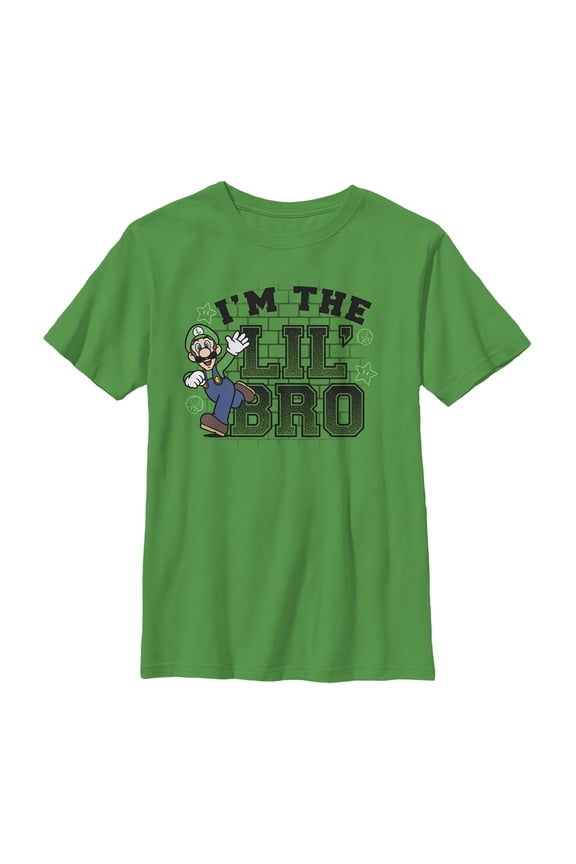 Boy's Nintendo Lil' Bro Luigi  Graphic Tee Kelly Green X Large