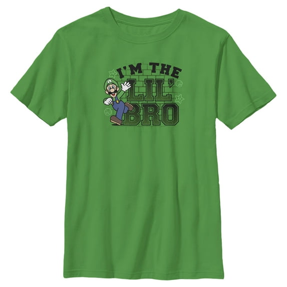 Boy's Nintendo Lil' Bro Luigi Graphic Tee Kelly Green X Small