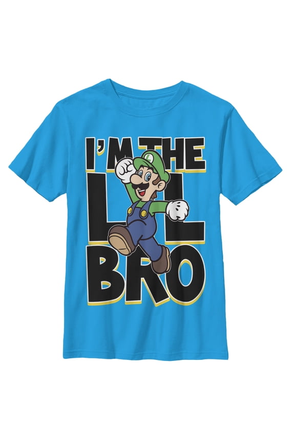 Boy's Nintendo Little Brother Luigi Graphic Tee Turquoise Small