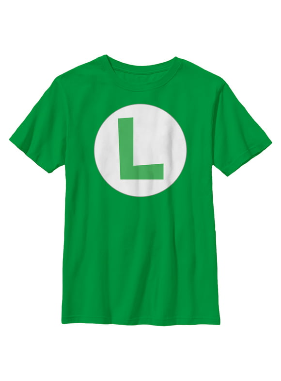Boy's Nintendo Luigi Circle Icon  Graphic Tee Kelly Green Medium