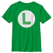 Boy's Nintendo Luigi Circle Icon  Graphic Tee Kelly Green Small