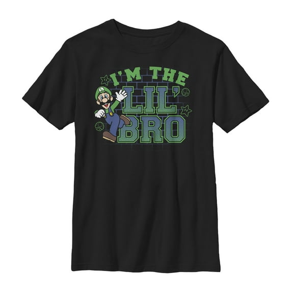 Boy's Nintendo Luigi Lil' Bro Graphic Tee Black X Small