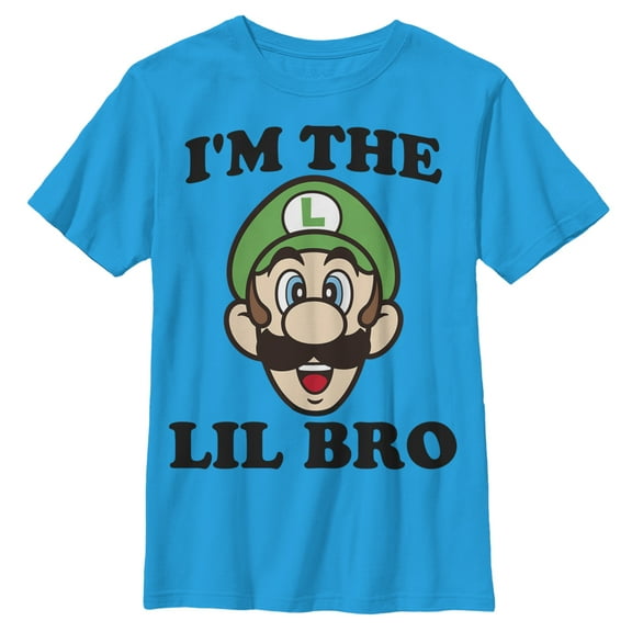 Boy's Nintendo Luigi Little Brother Graphic Tee Turquoise Large