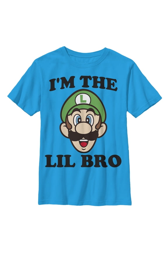 Boy's Nintendo Luigi Little Brother Graphic Tee Turquoise Small