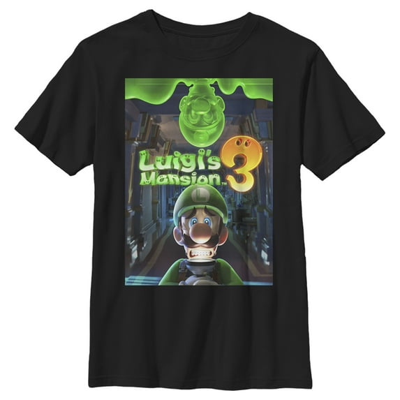 Boy's Nintendo Luigi's Mansion 3 Poster Graphic Tee Black Large