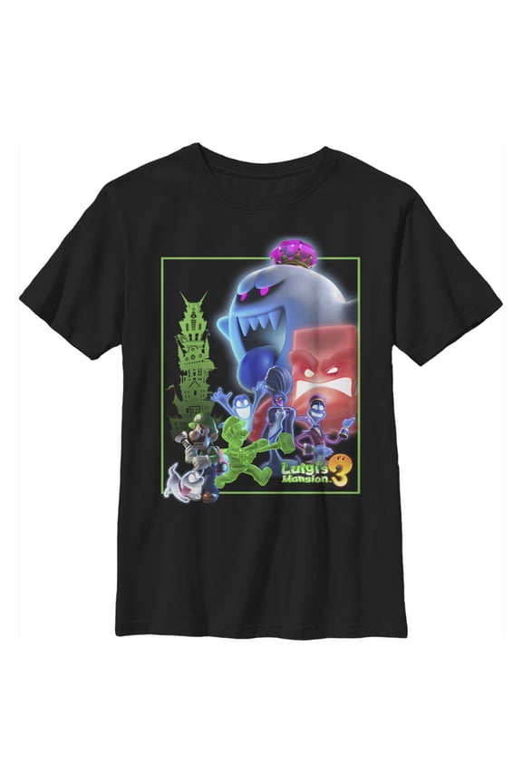 Boy's Nintendo Luigi's Mansion Mash-up  Graphic Tee Black X Small