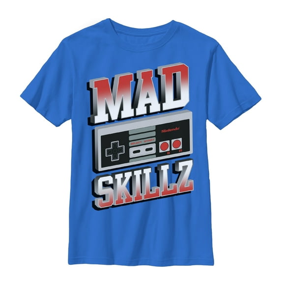 Boy's Nintendo Mad Skillz NES Controller Graphic Tee Royal Small