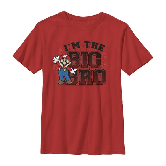 Boy's Nintendo Mario Big Bro  Graphic Tee Red Medium