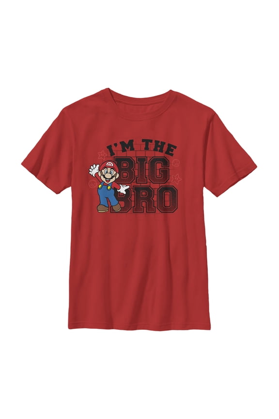 Boy's Nintendo Mario Big Bro Graphic Tee Red Small