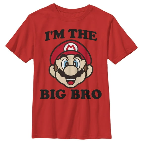 Boy's Nintendo Mario Big Brother  Graphic Tee Red Small