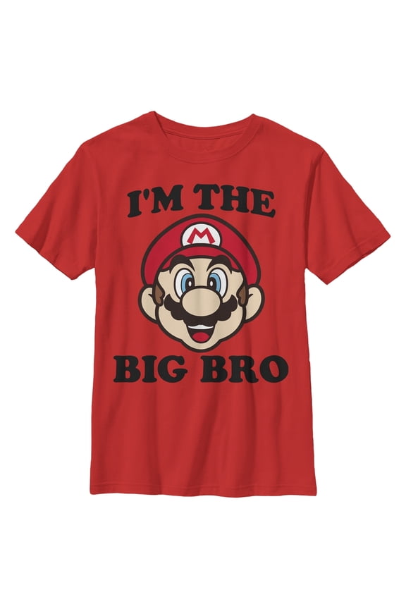 Boy's Nintendo Mario Big Brother Graphic Tee Red Small