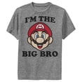 thumbnail image 1 of Boy's Nintendo Mario Big Brother Performance Graphic Tee Charcoal Heather Small, 1 of 3
