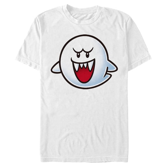 Men's Nintendo Mario Boo Ghost Smile Graphic Tee White Medium
