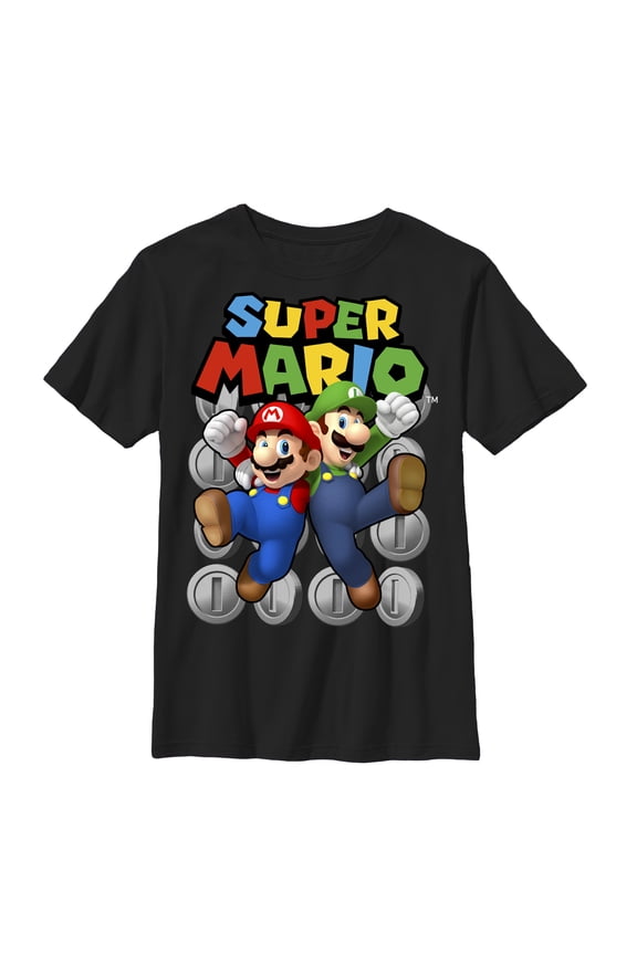 Boy's Nintendo Mario Bros Team Graphic Tee Black X Large
