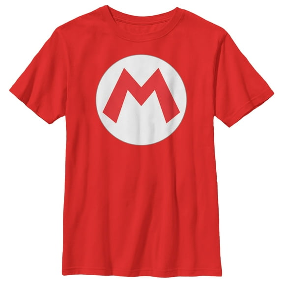 Boy's Nintendo Mario Circle Icon  Graphic Tee Red Large