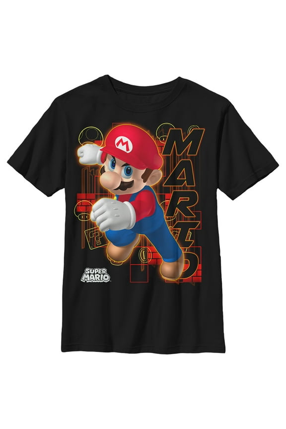 Boy's Nintendo Mario Determination  Graphic Tee Black Small