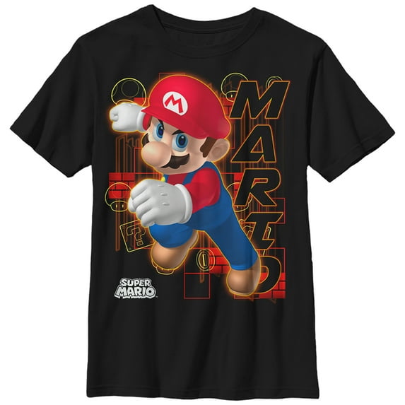 Boy's Nintendo Mario Determination Graphic Tee Black Small