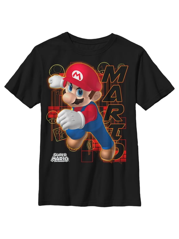 Boy's Nintendo Mario Determination Graphic Tee Black Small