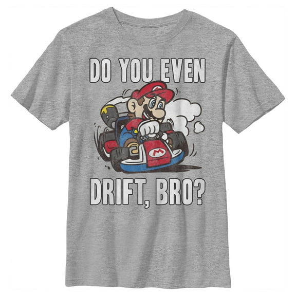 Boy's Nintendo Mario Do You Even Drift  Graphic Tee Athletic Heather X Large