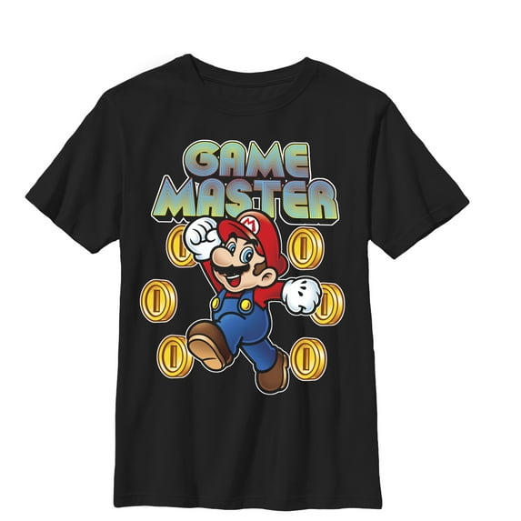 Boy's Nintendo Mario Game Master Graphic Tee Black Medium