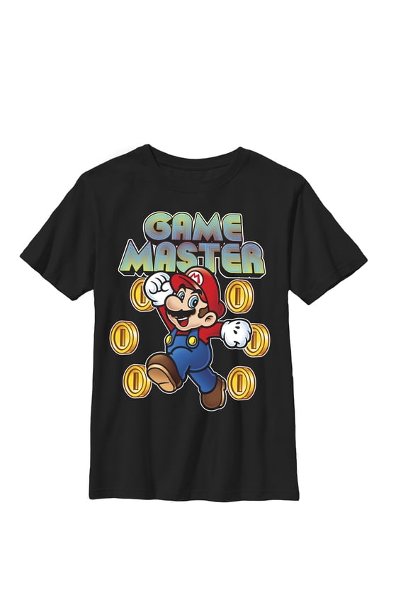 Boy's Nintendo Mario Game Master  Graphic Tee Black X Large