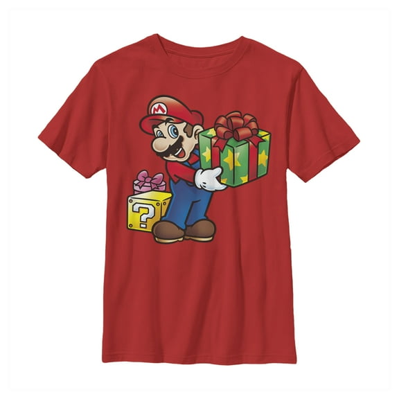Boy's Nintendo Mario Gift Graphic Tee Red X Large