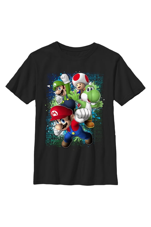 Boy's Nintendo Mario Jump Graphic Tee Black Medium