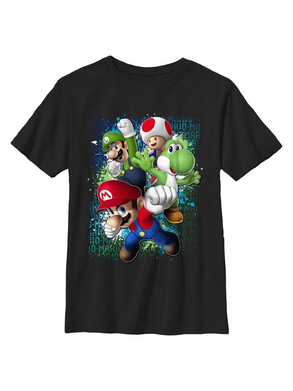 Boy's Nintendo Mario Jump Graphic Tee Black Medium