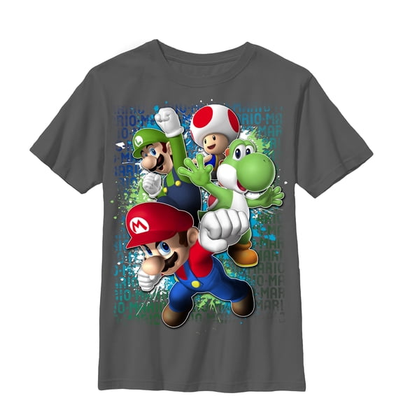 Boy's Nintendo Mario Jump Graphic Tee Charcoal Medium