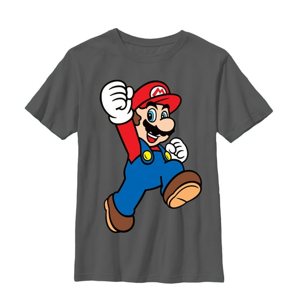 Boy's Nintendo Mario Jumpman  Graphic Tee Charcoal Large