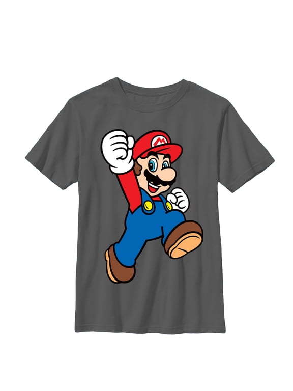 Boy's Nintendo Mario Jumpman Graphic Tee Charcoal Large