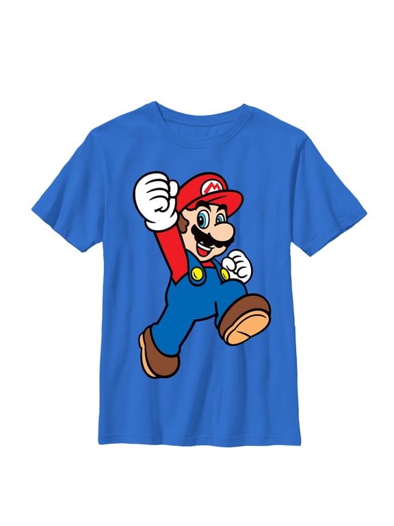 Boy's Nintendo Mario Jumpman Graphic Tee Royal Medium
