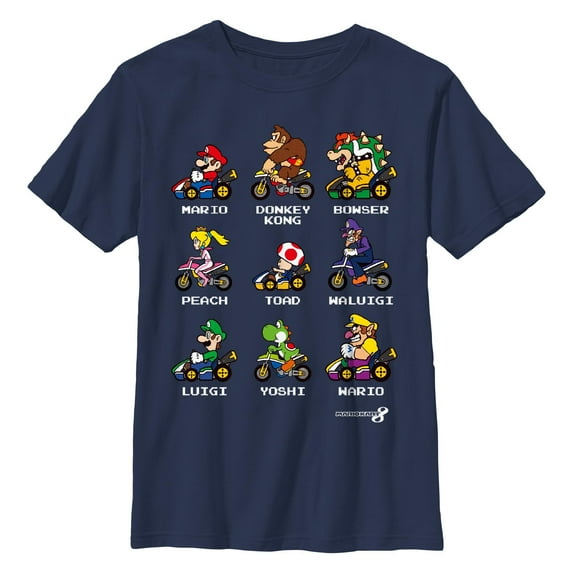 Boy's Nintendo Mario Kart Cast Graphic Tee Navy Blue X Large