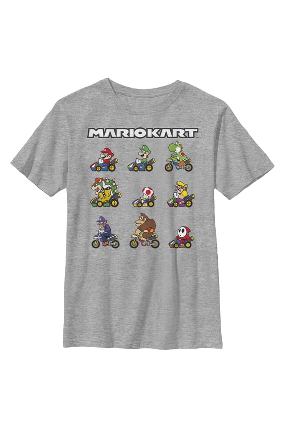 Boy's Nintendo Mario Kart Character Panel Graphic Tee Athletic Heather X Large