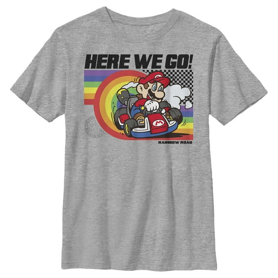 Boy's Nintendo Mario Kart Rainbow Road Racing Graphic Tee Athletic Heather X Large