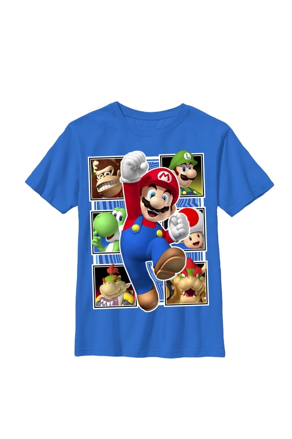 Boy's Nintendo Mario Number One Graphic Tee Royal Medium