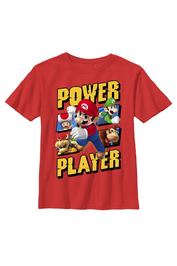 Boy's Nintendo Mario Power Players Graphic Tee Red Small