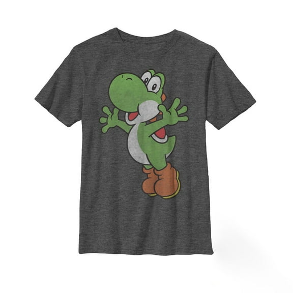 Boy's Nintendo Mario Sidekick Yoshi  Graphic Tee Charcoal Heather Small