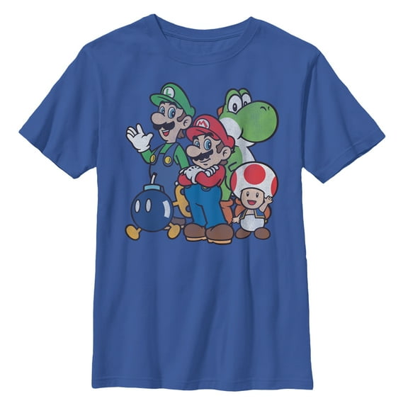 Boy's Nintendo Mario Super Bros  Graphic Tee Royal Blue Medium