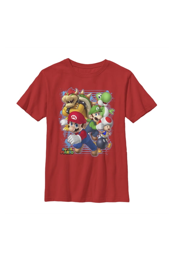 Boy's Nintendo Mario Tough Guys Graphic Tee Red Large