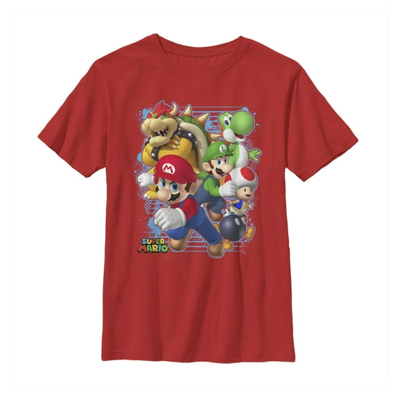 Boy's Nintendo Mario Tough Guys Graphic Tee Red Small