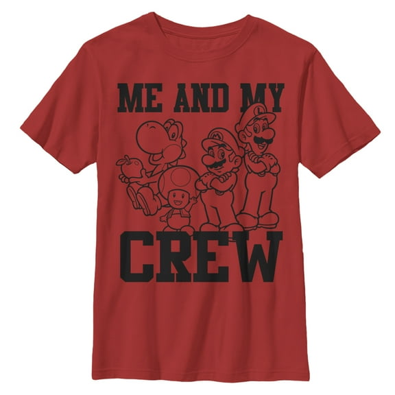 Boy's Nintendo Mario and Crew Graphic Tee Red Large