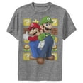 thumbnail image 1 of Boy's Nintendo Mario and Luigi  Performance Graphic Tee Charcoal Heather Medium, 1 of 4