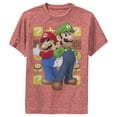 thumbnail image 1 of Boy's Nintendo Mario and Luigi  Performance Graphic Tee Red Heather X Large, 1 of 4