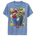 thumbnail image 1 of Boy's Nintendo Mario and Luigi  Performance Graphic Tee Royal Blue Heather Small, 1 of 4