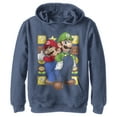 thumbnail image 1 of Boy's Nintendo Mario and Luigi  Pull Over Hoodie Navy Blue Heather X Large, 1 of 4